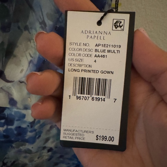 Adrianna Papell Blue Floral Maxi Dress. Size 4. NWT. - Picture 9 of 11